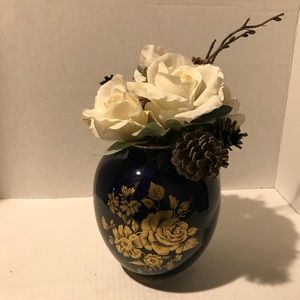 Vintage royal porzellan BAVARIA COBALT ETCHED vase